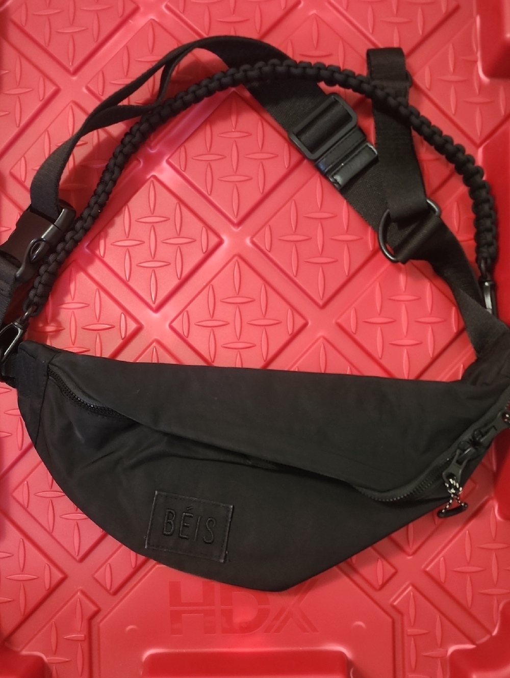 BEIS Black Sling Bag with Braided Strap Detail